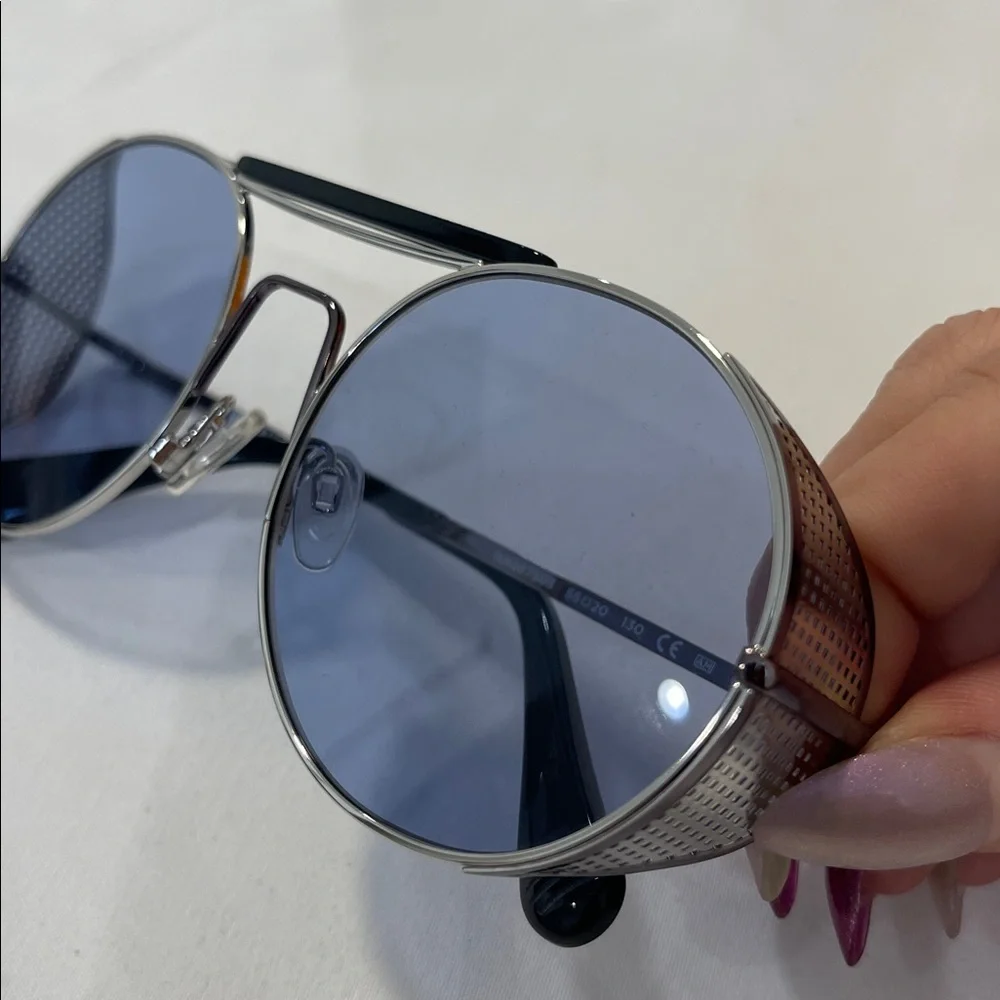 ill.i by Will.i.am Round Metal Sunglasses Blue Lenses Mens Glasses made in Italy